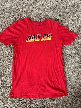 Nike Red T-Shirt with Yellow & Black Nike Air Logo